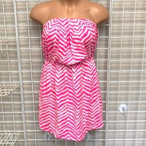 Lilly Pulitzer Pink and White Strapless Summer Dress